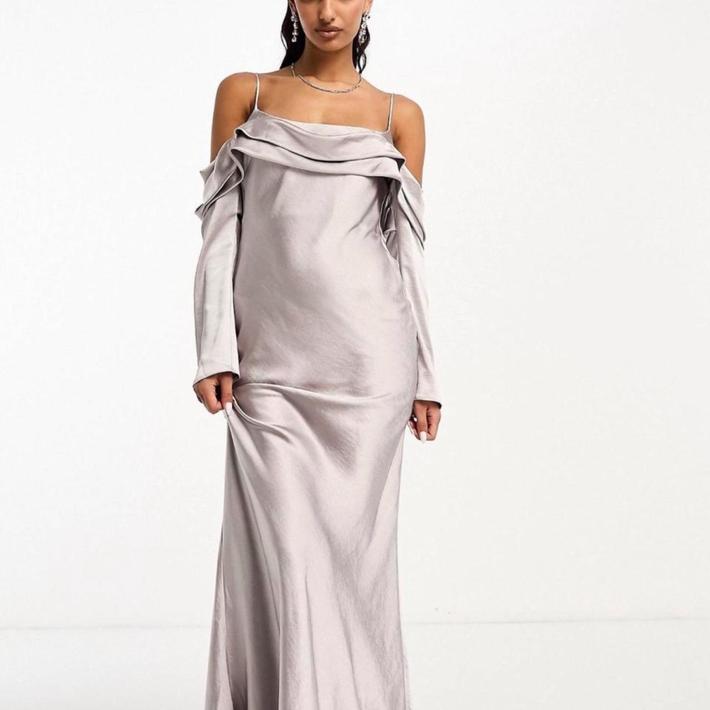 Elegant Silver Off-Shoulder Dress